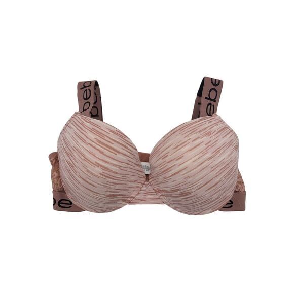 Bebe Intimates Bra 36DD Womens Padded Push Up Underwired Pink Lace - Picture 1 of 6